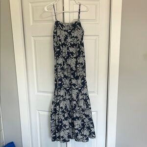 Abercrombie & Fitch Dark Blue and White Patterned Maxi Dress